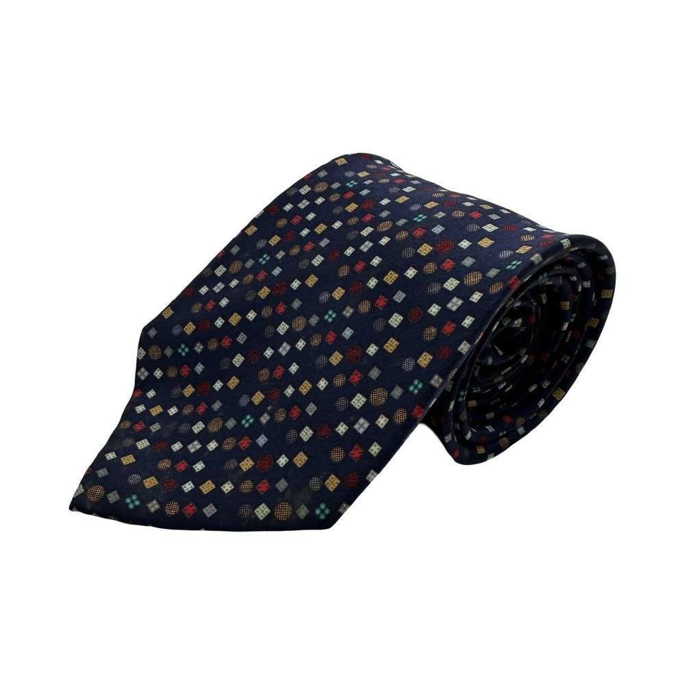 Stefano Ricci Blue Multicolor Crest Geometric Pure Silk Mens Tie 4 Inch Width